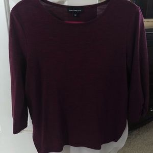 Stitch Fix: Fortune & Ivy Knit Top (Size Medium), Color: Burgundy & Off-White